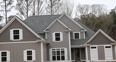 Photo displaying a home using GAF's Camelot Sheffield Black shingles