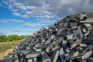 Slate stones piled high at a mine