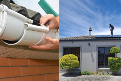 New gutter installation and new roof installation