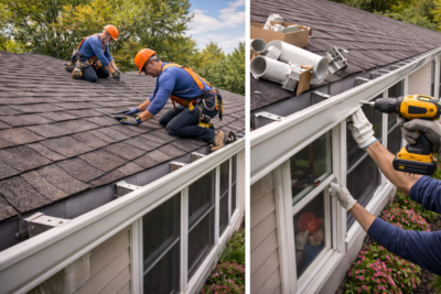 New roof and gutter installation
