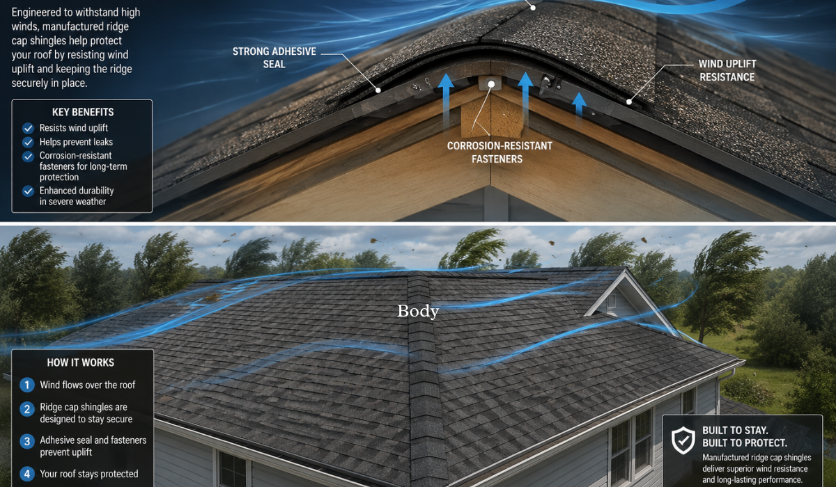 Wind Resistance Manufactured ridge cap shingles